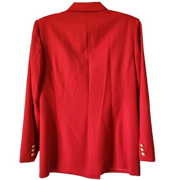 Pendleton Red Wool Structured Double-Breasted Blazer Jacket Gold Buttons Size 8 - Picture 13 of 13
